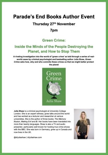 Ticket to GREEN CRIME author event